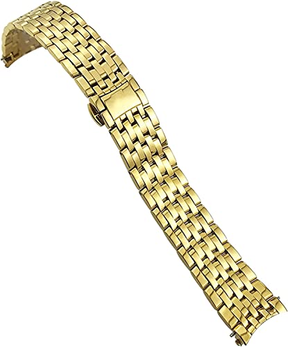 20 mm 16 mm 19 mm Edelstahl-Uhrenarmband Ersatz für Omega De Ville Prestige Orbis Edition Uhrenarmband Metall Glänzendes Armband (Farbe: Silber, Größe: 20 mm), goldfarben, 20 mm von dayeer