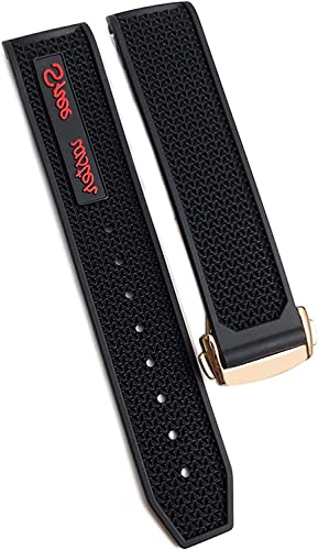 Gummi-Silikon-Armband für Omega Speedmaster Uhrenarmband, Edelstahl-Faltschließe, 20 mm, 21 mm, 22 mm, Schwarz/Rot, 21 mm von dayeer