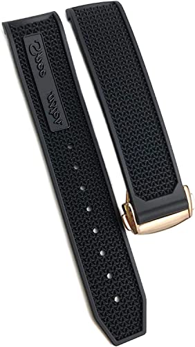 Gummi-Silikon-Armband für Omega Speedmaster Uhrenarmband, Edelstahl-Faltschließe, 20 mm, 21 mm, 22 mm, Schwarz Schwarz Rose, 19 mm von dayeer