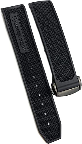 Gummi-Silikon-Armband für Omega Speedmaster Uhrenarmband, Edelstahl-Faltschließe, 20 mm, 21 mm, 22 mm, Schwarz Schwarz Schwarz, 19 mm von dayeer