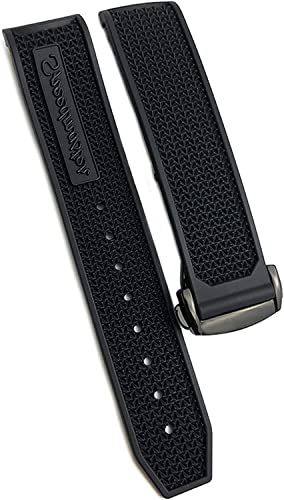 Gummi-Silikon-Armband für Omega Speedmaster Uhrenarmband, Edelstahl-Faltschließe, 20 mm, 21 mm, 22 mm, Schwarz Schwarz Schwarz, 21 mm von dayeer