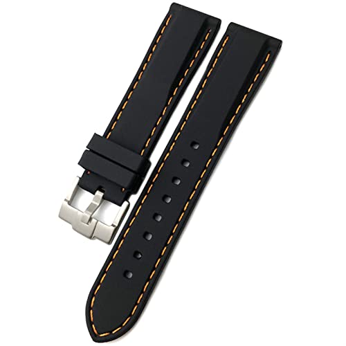 Gummi-Uhrenarmband für Omega Seamaster, weiches wasserdichtes Silikon-Uhrenarmband, 19 mm, 21 mm, 20 mm, 22 mm, 23 mm, 24 mm, Schwarz / Orange, 22 mm von dayeer