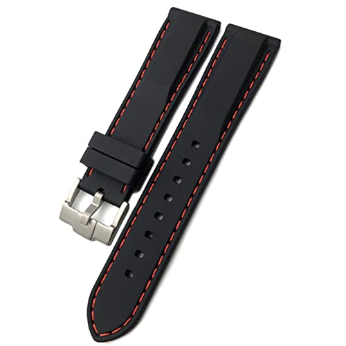 Gummi-Uhrenarmband für Omega Seamaster, weiches wasserdichtes Silikon-Uhrenarmband, 19 mm, 21 mm, 20 mm, 22 mm, 23 mm, 24 mm, schwarz / rot, 19 mm von dayeer