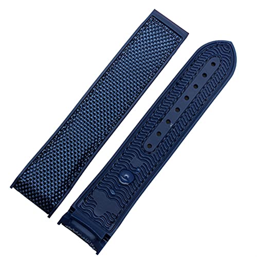 Nylon Gummi Armband für Omega x Swatch Herren Faltschließe Armband Uhrenzubehör Silikon Uhr Armband Kette, Blaues Detail, 20 mm von dayeer