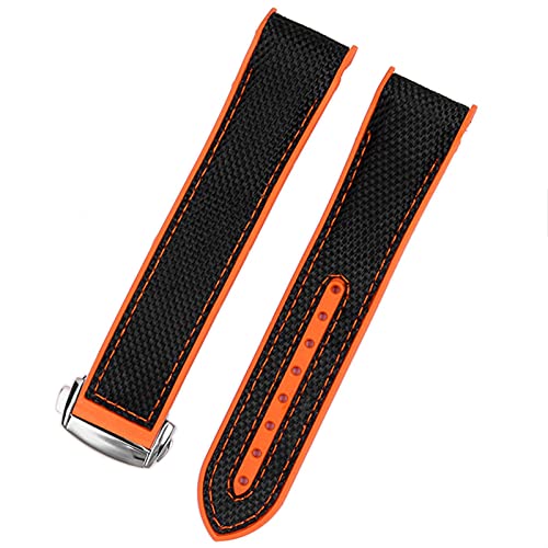 Nylon Gummi Armband für Omega x Swatch Herren Faltschließe Armband Uhrenzubehör Silikon Uhr Armband Kette, Orangefarbener silberfarbener Verschluss., 20 mm Nylon Gummi Armband für Omega x Swatch Herren Faltschließe Armband Uhrenzubehör Silikon Uhr Armband Kette, Orangefarbener silberfarbener Verschluss., 20 mm von dayeer