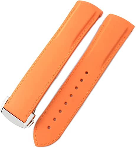 Uhrenarmbänder aus Silikon für Omega 300 Speedmaster-Armband, Blau, Schwarz, Orange, 18 mm, 19 mm, 20 mm, 21 mm, 22 mm, Orange Line, 19 mm von dayeer