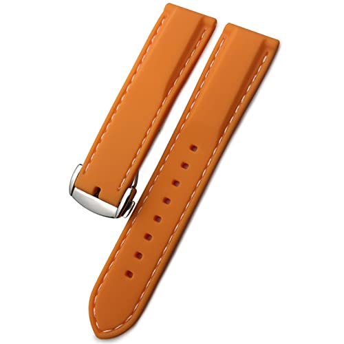 Uhrenarmband aus Gummi, Silikon, wasserdicht, passend für Omega für IWC für SKX 007 Uhrenarmband, 20 mm, 19 mm, 22 mm, Orange-Weiß, faltbar, 22 mm von dayeer