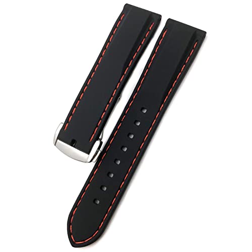 Uhrenarmband aus Gummi, Silikon, wasserdicht, passend für Omega für IWC für SKX 007 Uhrenarmband, 20 mm, 19 mm, 22 mm, Schwarz / Rot, 19 mm von dayeer