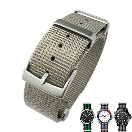 Uhrenarmband für Omega Seamaster 007 Planet Ocean 20 mm 22 mm NATO Nylongewebe Atmungsaktiv Canvas Streifen, grau, 22 mm von dayeer