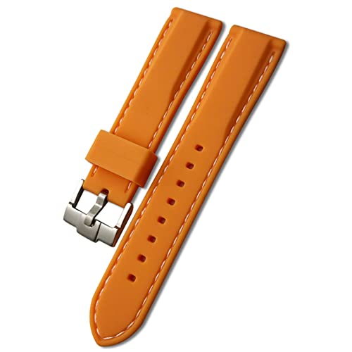 Wasserdichtes Gummi-Silikon-Uhrenarmband für Omega für IWC für SKX 007 Uhrenarmband 20 mm 19 mm 22 mm, Orange-weiße Anstecknadel, 19 mm von dayeer