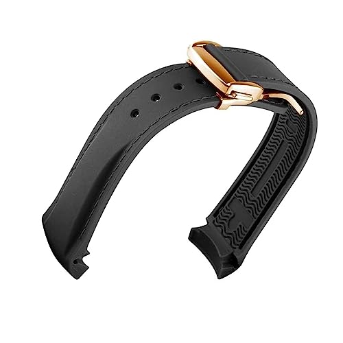 dayeer 20 mm 22 mm Luxus-Uhrenarmband aus Gummi mit gebogenem Ende und Faltschließe für Omega Seamaster-Armbänder aus Silikon (Color : 4, Size : 21mm) von dayeer
