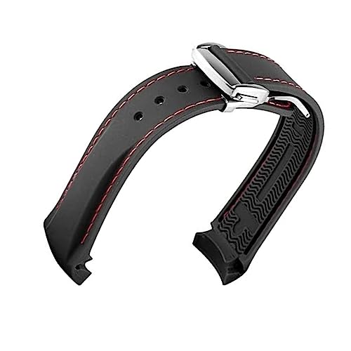 dayeer 20 mm 22 mm Luxus-Uhrenarmband aus Gummi mit gebogenem Ende und Faltschließe für Omega Seamaster-Armbänder aus Silikon (Color : 6, Size : 22mm) von dayeer