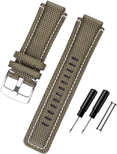 dayeer 24 * 16 mm Nylon-Leder-Uhrenarmband für Timex T2N720 T2N721 TW2T76500 6300 6400 Series Uhrenarmband für Männer und Frauen (Color : Army-silver Buckle) von dayeer