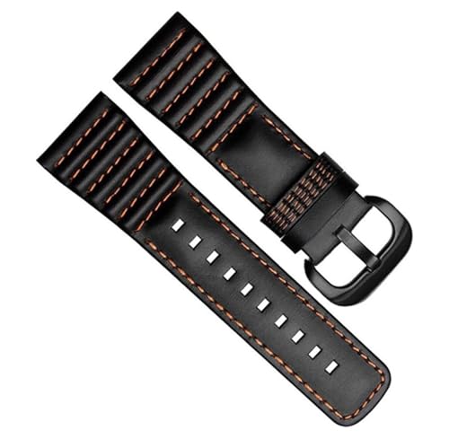 dayeer Armband aus echtem Leder mit Nähten und Schlaufen für Sevenfriday P3B/01 S2/01 Herrenuhrenarmband (Color : Black Orange, Size : 28mm Silver button) von dayeer