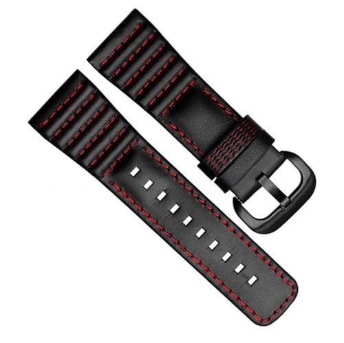 dayeer Armband aus echtem Leder mit Nähten und Schlaufen für Sevenfriday P3B/01 S2/01 Herrenuhrenarmband (Color : Black Red, Size : 28mm Black button) von dayeer
