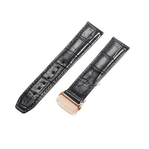 dayeer Atmungsaktives Echtlederarmband für Maurice Lacroix PontosPT615LC6017 Rindslederarmband(Black-Rose,22mm) von dayeer