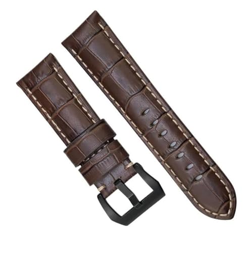 dayeer Buntes Rindsleder-Echtleder-Uhrenarmband für Panerai LUMINOR 1950 PAM013012, strukturierte Uhrenarmbänder (Color : Brown white black, Size : 24mm) von dayeer