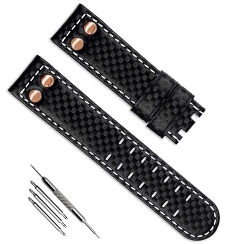 dayeer Carbon Fiber Echtes Leder armband Für Hamilton Schweiß beweis Ersatz Armband Band Männer Uhr Zubehör (Color : Black, Size : 22mm) von dayeer