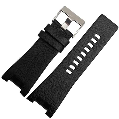 dayeer Echtes Lederarmband für Diesel DZ1216 DZ1273 DZ4246 DZ4247DZ287 Uhrenarmband Armbanduhren Armband(Litchi Black silver) von dayeer