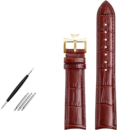 dayeer Echtes Rindsleder-Armband mit gebogenem Ende für VC-Armband (Color : Brown gold buckle, Size : 22mm) von dayeer