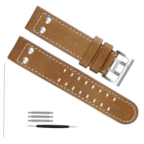 dayeer Echtleder-Uhrenarmband für Hamilton Khaki Aviation H77616533 H70615733 Jazz Field WatchBand (Color : B Khaki Silver, Size : 20mm) von dayeer