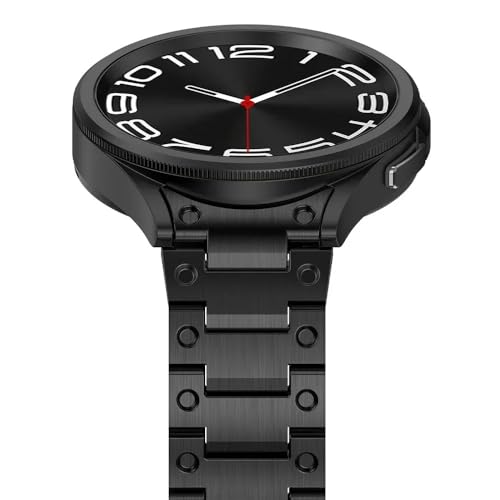 dayeer Edelstahl-Armband ohne Lücken für Galaxy 6 Classic 4 5 Pro Uhrenarmband für Uhr 4/5/6(Black,Watch6 40mm) von dayeer