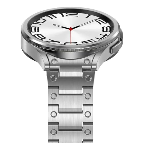 dayeer Edelstahl-Armband ohne Lücken für Galaxy 6 Classic 4 5 Pro Uhrenarmband für Uhr 4/5/6(Silver,Watch4 44MM) von dayeer