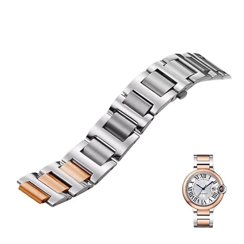 dayeer Edelstahl-Uhrenarmband Für Cartier Ballon Bleu Uhrenkette(Silverr,20-12mm) von dayeer