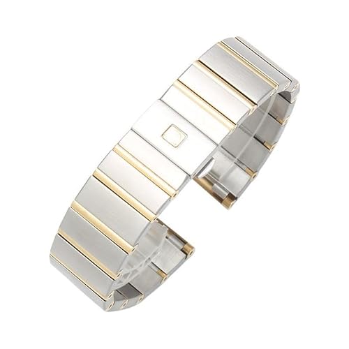dayeer Edelstahl-Uhrenarmband für Omega Constellation Double Eagle Uhrenarmband-Zubehör(Silver gold,23mm) von dayeer