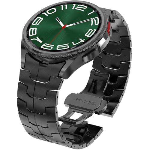 dayeer Edelstahlarmband für Galaxy Watch 6 5 4 Classic No Gaps Metallband Gliederarmband(Black,Watch6 40mm) von dayeer