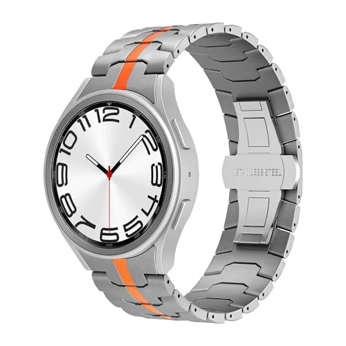 dayeer Edelstahlarmband für Galaxy Watch 7 6 5 4 40 mm 44 mm 6Classic 43 47 mm, lückenloses Metallband für 5Pro 45 mm(Titanium Orange,G6 Clasic 47mm) von dayeer