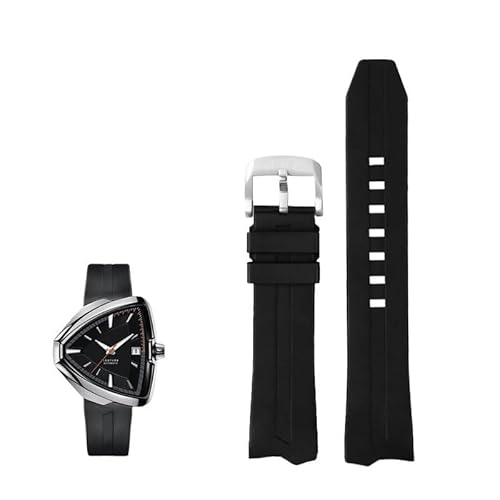 dayeer FKM Armband Für Hamilton Ventura H245950 H245850 H245510 H245550 Armband Uhr Strap(Black-silver) von dayeer