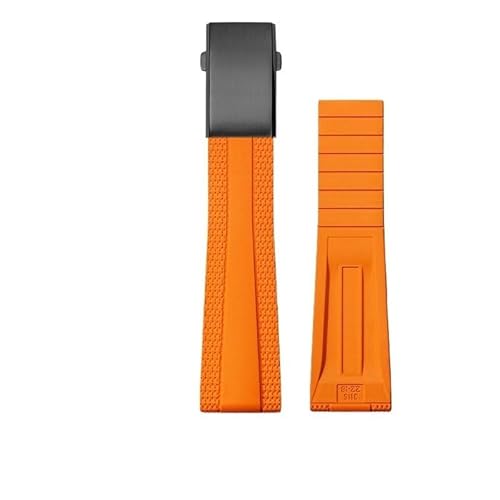 dayeer Faltbares Fluorkautschuk-Uhrenarmband für Breitling Avenger Super Ocean Chronograph(Orange black) von dayeer