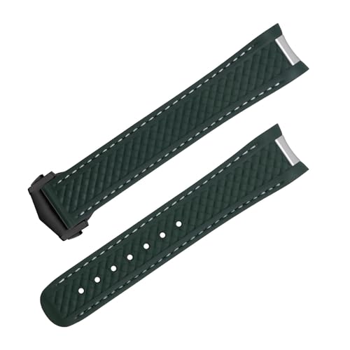 dayeer Fluorkautschuk-Uhrenarmband für Omega Seamaster AT150 300 Captain Gold Pointer World Time Armband(Greenb,20mm) von dayeer
