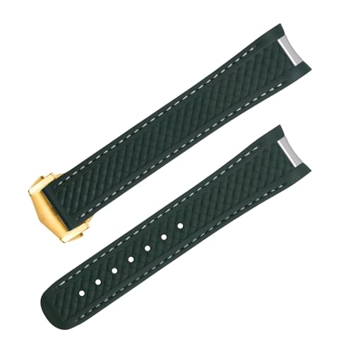 dayeer Fluorkautschuk-Uhrenarmband für Omega Seamaster AT150 300 Captain Gold Pointer World Time Armband(Greeng,20mm) von dayeer