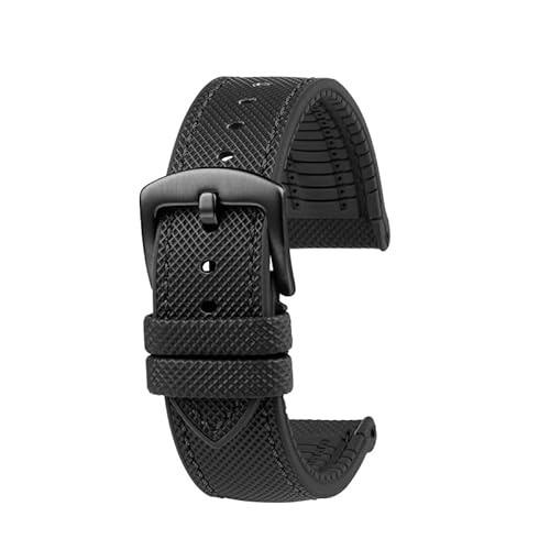 dayeer Fluorkautschukband für Blancpain Fifty Fathoms 5000 5015 5015D 5006 5008 Uhrenarmband(Black-Black-black,22mm) von dayeer