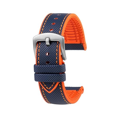 dayeer Fluorkautschukband für Blancpain Fifty Fathoms 5000 5015 5015D 5006 5008 Uhrenarmband(Blue Orange-steel,20mm) von dayeer