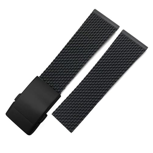 dayeer Für Breitling Avenger Superocean Heritage Uhrenarmband-Armbänder 22 mm 24 mm geflochtenes Silikonkautschuk-Armband-Ersatz(Black 1 black,22mm) von dayeer