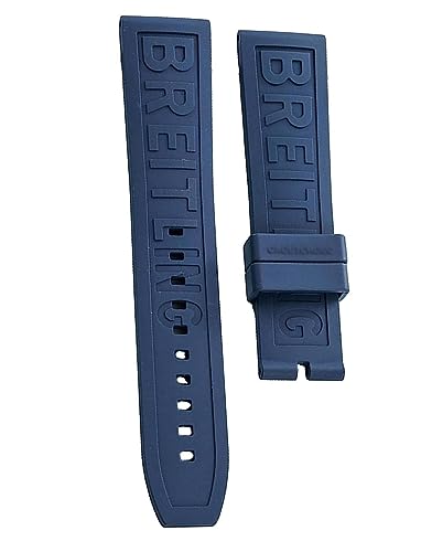 dayeer Für Breitling Navitimer Avenger Silikon-Uhrenarmband mit Dornschließe, 22 mm, 24 mm, schwarzes dunkelblaues Armband (Color : Blue no buckle, Size : 22mm) von dayeer