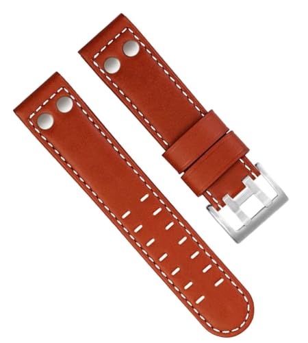 dayeer Für Hamilton Aviation H77616533 H77616533 Uhrenarmband aus echtem Leder Jazz Field Herrenarmband (Color : Red Brown Silver, Size : 22mm) von dayeer