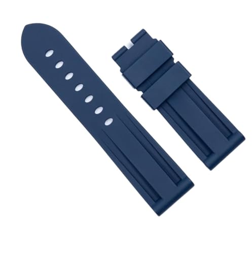 dayeer Für Panerai 22/24 mm Gummiarmband Ersatzzubehör Wasserdichtes Silikonarmband (Color : Dark Blue, Size : 22mm) von dayeer