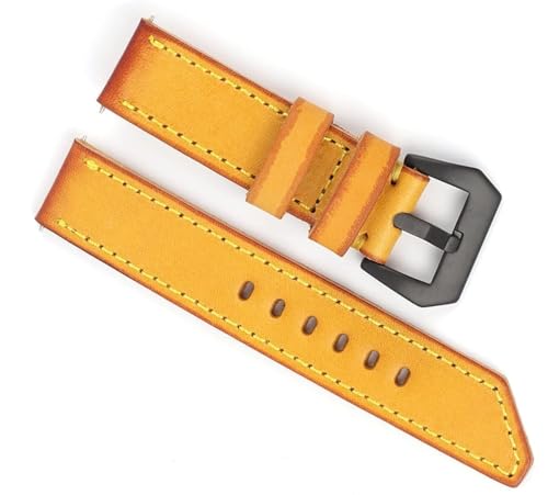 dayeer Gelbes Vintage-Lederarmband für Peinahai-Handband. Ersetzt Herren-Ersatz-Wist-Armband (Color : Yellow-Black Buckle, Size : 22mm) von dayeer