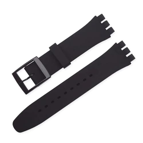 dayeer Gummi-Uhrenarmband für Swatch, buntes Sportarmband, Ersatzarmband(Black,20mm) von dayeer