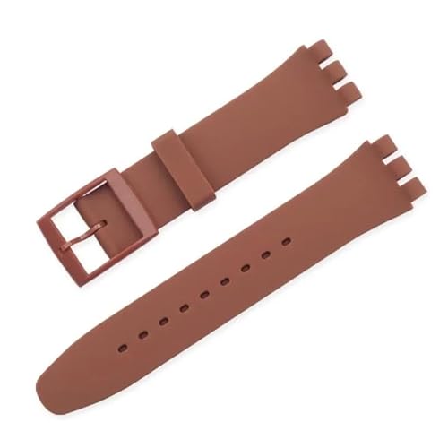 dayeer Gummi-Uhrenarmband für Swatch, buntes Sportarmband, Ersatzarmband(Brown,17mm) von dayeer