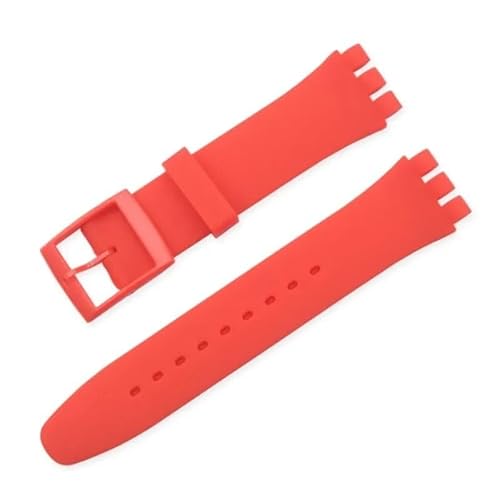 dayeer Gummi-Uhrenarmband für Swatch, buntes Sportarmband, Ersatzarmband(Red,19mm) von dayeer