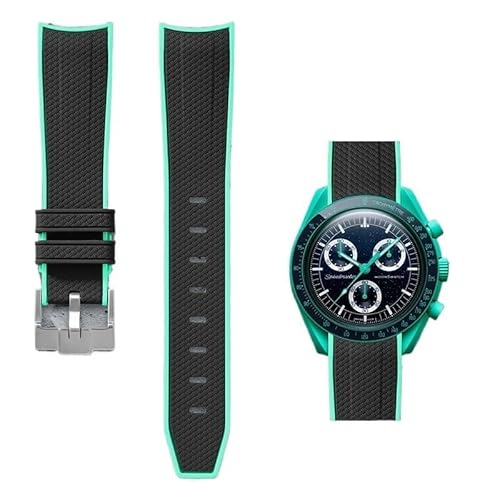 dayeer Gummiarmband für Omega Co-Branded Two-Tone Quick-Release-Uhrenarmband(Black cyan) von dayeer