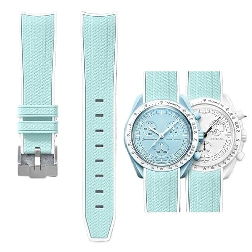 dayeer Gummiarmband für Omega Co-Branded Two-Tone Quick-Release-Uhrenarmband(Light blue white) von dayeer