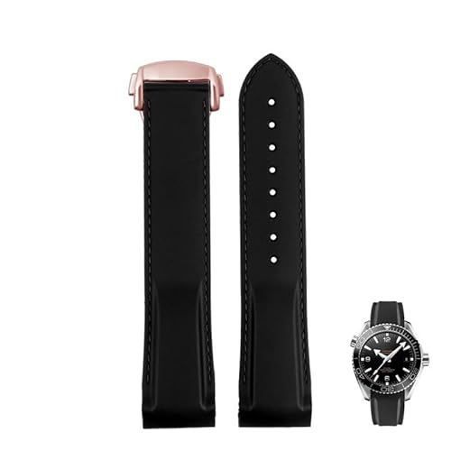 dayeer Gummiarmband für Omegas neues Seamaster 300 Speedmaster Planet Ocean 600 Silikonarmband(Blackbr,21mm) von dayeer