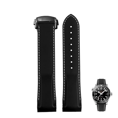 dayeer Gummiarmband für Omegas neues Seamaster 300 Speedmaster Planet Ocean 600 Silikonarmband(Blackwb,22mm) von dayeer