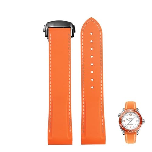 dayeer Gummiarmband für Omegas neues Seamaster 300 Speedmaster Planet Ocean 600 Silikonarmband(Orangewb,21mm) von dayeer